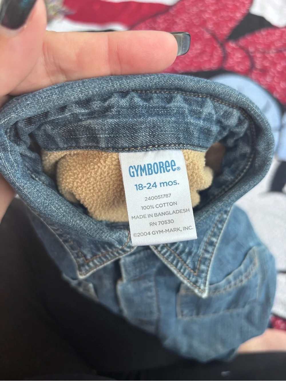 VINTAGE Y2K GYMBOREE JEAN SNAP UP FLEECE LINED JACKET SHIRT SIZE 18/24 MONTHS